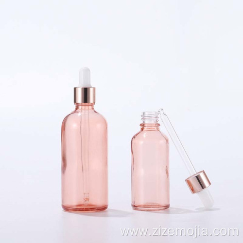 Pink essential oil glass dropper bottles